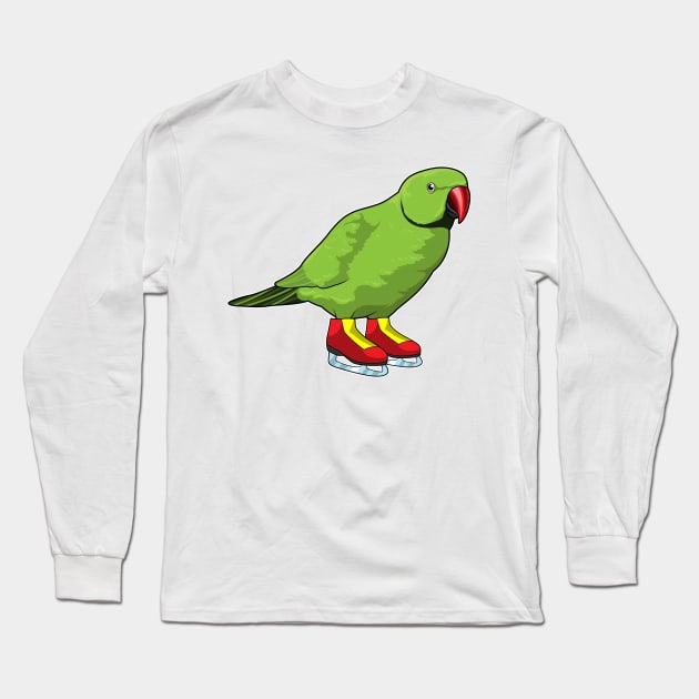 Parrot at Ice skating with Ice skates Long Sleeve T-Shirt by Markus Schnabel